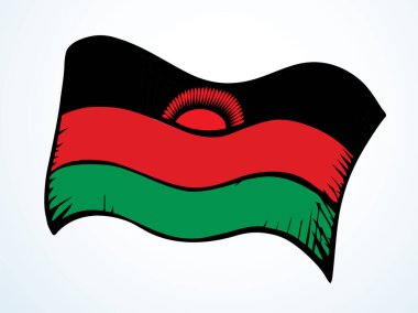 Kapalı eski kırmızı renk güneş eski toprak parçası özgürlük zafer günü savaş birliği ipek kumaş, rüzgar şeklinde beyaz gökyüzü metin alanı. El çizimi siyah çizgi sanat birimi spor işgücü logosu seti seçin