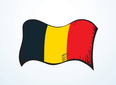Yakın plan parlak renk tarihi toprak gurur özgürlük savaş birliği şeridi rüzgar şeklindeki tekstil kumaş görünümlü beyaz gökyüzü metin alanı. El çizimi çizimi web sanatı antik spor logosu desen tasarımı