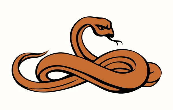 Gros Serpent Effrayant Dessin Vectoriel Vue Rapprochée Grande Courbe Dents — Image vectorielle