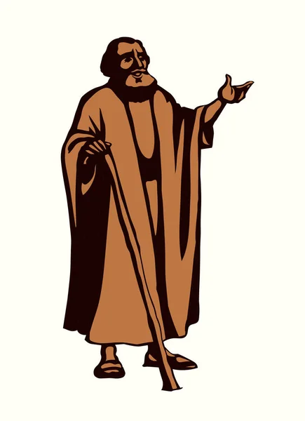 Святой Еврей Бог Верит Мудрый Мужчина Раввин Священник Стоять Говорить — стоковый вектор