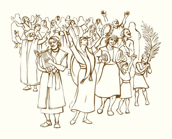 Gamla Landsbygden Bibel Östra Staden Purim Fest Helig Glädje Leende — Stock vektor