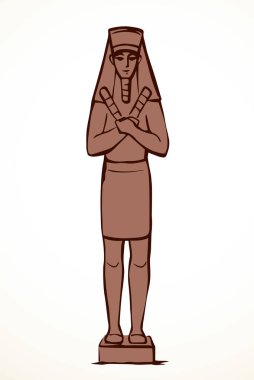 Giza Kahire sfenks şehir logosu tabelası Luxor Palace Africa Amun harabe. El çizimi geçmiş etnik efsane kafa taç, tabut, taş sütun, karikatür, siyah çizgi çizim tarzı.