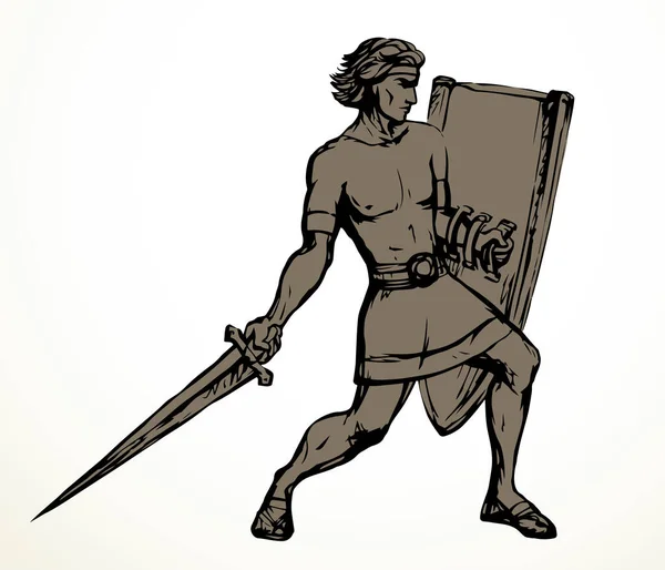 Admirável Bíblia Jovem Macho Grego Rei Defensor Roma Corpo Stand —  Vetores de Stock