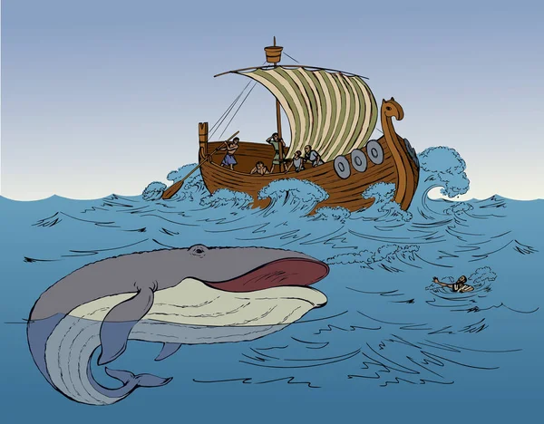 Минулої Історії Блакитного Вікінга Біблійний Вік Подорожує Норвегією Піратською Щогловою — стоковий вектор