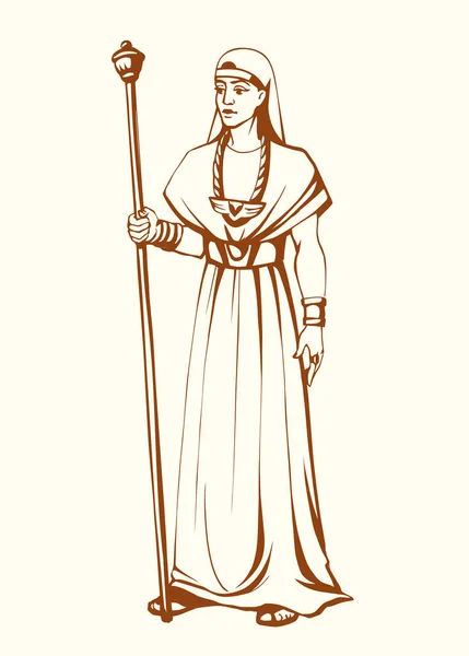 Молодая Взрослая Восточная Азия Библейская Девушка Платье Золотой Наряд Ткани — стоковый вектор