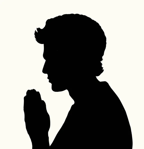 Khawatir Akan Dosa Merenungkan Garis Doa Cinta Memuji Logo Konsep - Stok Vektor
