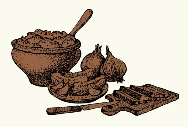 Antika Kırsal Isı Aroması Sağlıklı Kültürü Eski Pişmiş Kil Kavanoz — Stok Vektör