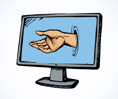 Düz lcd ui TV hasta aygıtı beyaz boşlukta metin için risk uygulaması oluşturmaya yardımcı olur. Sadaka için yalvar, verileri avucuna ulaştır. Çizgi film grafik vektörü yasadışı kötü ağ casus soyguncusu bekleme bilgi hediye simgesi simgesi verdi