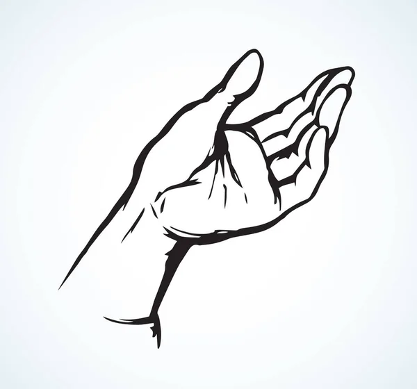 Απλωμένο Χέρι Βραχίονα Λευκό Φόντο Freehand Περίγραμμα Μαύρο Μελάνι Που — Διανυσματικό Αρχείο