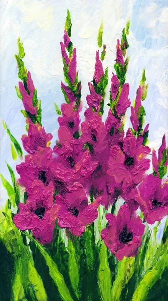 Primavera Rústico Malva Cena Arte Vista Mão Rosa Vibrante Desenhado — Fotografia de Stock