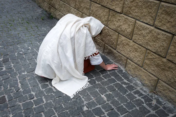 Злидні Втомлені Бідні Втратили Горе Плачучи Самотня Єврейська Рабиня Сидять — стокове фото