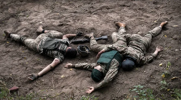 Nato Förlora Vakt Trupp Man Kille Smärta Min Pistol Skott — Stockfoto
