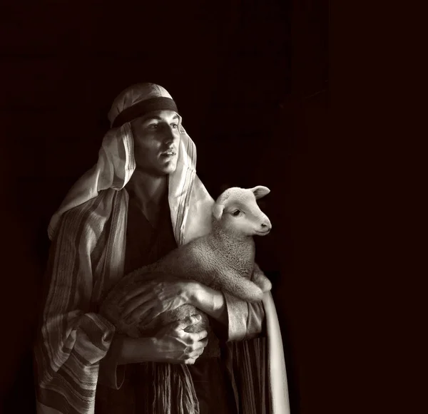 Starý Retro Středověký Venkovský Mladý Chlapec Božský Dělník Rameno Přinést — Stock fotografie
