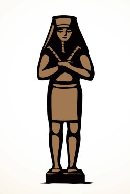 Giza Kahire sfenks şehir logosu tabelası Luxor Palace Africa Amun harabe. El çizimi geçmiş etnik efsane kafa taç, tabut, taş sütun, karikatür, siyah çizgi çizim tarzı.
