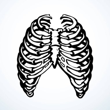 Öndeki beyaz kadın, eklem eklem ağrısı, kol ağrısı, hastane, tedavi, röntgen filmi logosu. Elle çizilmiş kadın doktor röntgeni ölü erkek omurilik rahatsızlığı, akciğer ağrısı sınavı karalama çizimi.