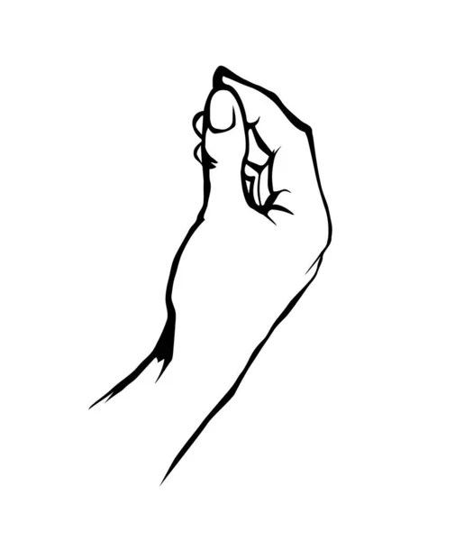 Close View Raise Girl Palm Thumb Grip Make Touch Care — Vetor de Stock