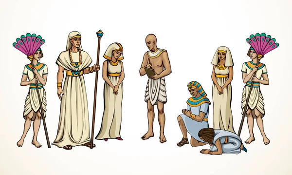 Dessin Vectoriel Homme Égyptien Arc Befor Pharaon — Image vectorielle