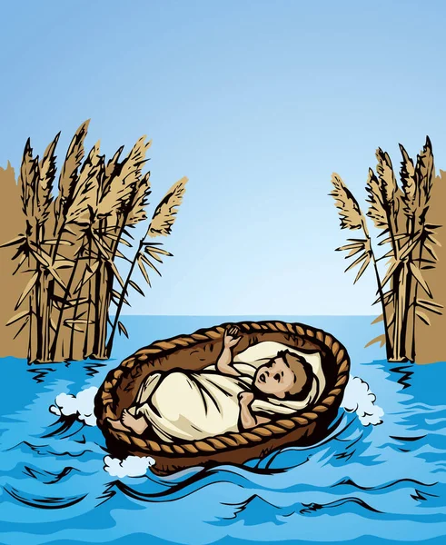 Вид Крупным Планом Исход Милый Новорожденный Раб Израиля Мужской Крик — стоковый вектор
