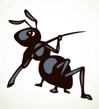 Karınca iğneyi çekiyor. Vektör çizimi