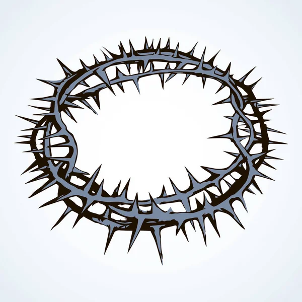 Old Circle Sharp Spike Redeemer Good King Head Spine Wreath — Stock Vector