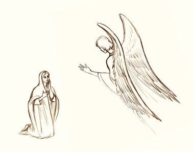 Modest humble holy bless devot awe young saint human faith lady talk say ask Lord help born baby life face fear old retro white light cloth. Admire spirit joy sky man gospel hope Israel hand drawn art