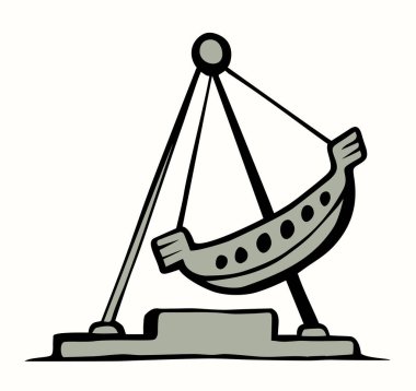 Cute line little old retro big retro funny outdoor pirate doll vessel chair seat fly ferris prater white sky. Outline black hand drawn active spin people logo sign icon art sketch doodle style design