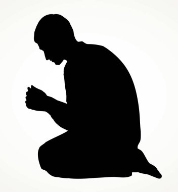 Günah depresif üzüntü endişe yalvarma güven adam beyaz arka plan. İncil 'deki aşk övgü, avuç içi çocuk kutsal konsept logo siyah çizilmiş genç teşekkür, ruh beden amblemi eski sanat tarzı.