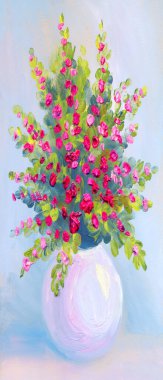 Tatlı, yemyeşil kırsal yaban ördeği yetiştirme yaban ördeği hediye taslağı. Canlı el çizimi pastel akryl boya modern evlilik kartı tarzı. Parlak gül rengi taze, küçük kırsal büyüme briar tomurcuğu yaprağı açık mavi gökyüzü