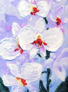 Zarif guache fırça darbeleri yaz güzellik gökyüzü tasarımı. Parlak gül rengi romantik el, akrilik eteği açık gri kağıda retro spot tarzında çizmiş. Narin, canlı leylak renginde aloha orkide çalısı.