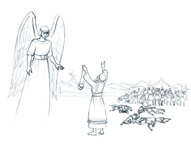 Holy human male mass group scary sin curse anger die lie arm beat wing spirit fighter desert army save life war loss white sky scene. Lay ill sick jew sacred offer ritual hand draw old story retro art