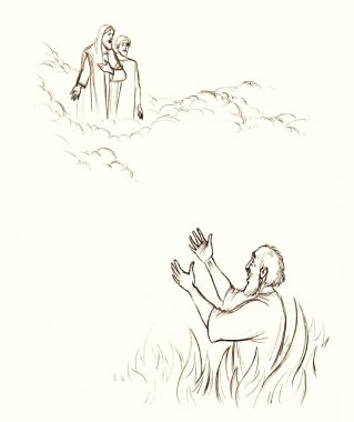 Old bad sad unjust evil male jew die weep cry beg plead Holy Lord help hand draw retro faith problem art sketch Look see joy happy view stress deny reject refuse give light white water hope text space