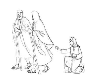 Eski kutsal Yahudi erkek havari Peter, Lord Messia 'nın kol ucu bornozunu kaldırarak iyileştirdiğini hisset. Genç yaşta ağlayan üzgün duvak hanım merhamet dileyin. Mutluluğa yardım edin.