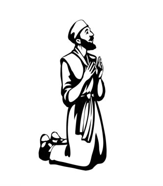 Mutlu, yetişkin, orta yaşlı, Yahudi, köle Arap, erkek. Umarım İsrail 'li erkek, kollarına güvenir. Tanrı' ya şükürler olsun. Tek başına çizilmiş Asyalı Müslüman bornoz giysi simgesi simge eski beyaz gökyüzü görünümü