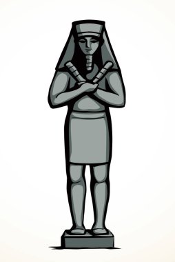 Giza Kahire sfenks şehir logosu tabelası Luxor Palace Africa Amun harabe. El çizimi geçmiş etnik efsane kafa taç, tabut, taş sütun, karikatür, siyah çizgi çizim tarzı.