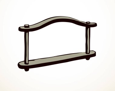 Paslı, ağır, kahverengi 2 atlı, hayvan başlı takım işçi yükü dizginli tasma tasması. Siyah çizgili el çizimi çift güçlü canavar tarlası çiftlik ahırı el arabası beyaz eski İncil çizgi film sanat logosu