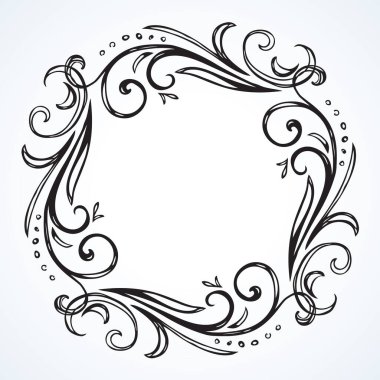 Eski sevimli romantik kitap kurdelesi kıvrımlı fiyonk etiketi beyaz kağıt arka planda izole edilmiş. Freehand siyah mürekkep ana hatlarıyla çizilmiş kıvrımlı köşe çizimi sanatsal kırsal kıvrımlı karalama tarzı.