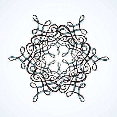 Eski sevimli romantik kitap kurdelesi kıvrımlı fiyonk etiketi beyaz kağıt arka planda izole edilmiş. Freehand siyah mürekkep ana hatlarıyla çizilmiş kıvrımlı köşe çizimi sanatsal kırsal kıvrımlı karalama tarzı.