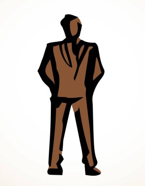 Yetişkin servis elemanı Avatar kol kalçası logo amblemi konsepti. Ana hatları siyah mürekkep kalem eli düz yönetimli bekle ağ ui web tasarımı modern sanat doodle tarzı beyaz kağıt metin alanı