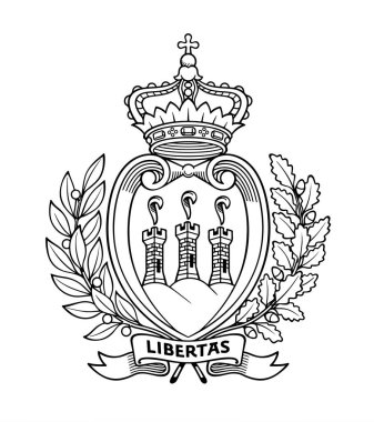 Kapalı renkli dünya Heraldic Land City Union gurur günü savaş birliği Ağaç Ağacı Kalesi yaprağı şekilli beyaz metin alanı. El çizimi web sanat resmi barış işçi birliği logosu ayarlandı