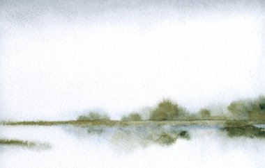 El çizimi parlak sanat eserleri sessiz cennet eskiz kâğıdı arka plan metin alanı. Açık gri renk sakin alacakaranlık karanlık tepe bataklık dere tarlası çalı bitkisi sonbahar dumanı sisli okyanus manzarasını yansıtıyor