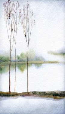 El çizimi parlak boya, bulutlu cennet eskiz kâğıdı arka plan metin alanı. Açık gri renk sakin alacakaranlık tepe bataklık dere tarlası çalı bitkisi duman bulutu okyanus manzarası