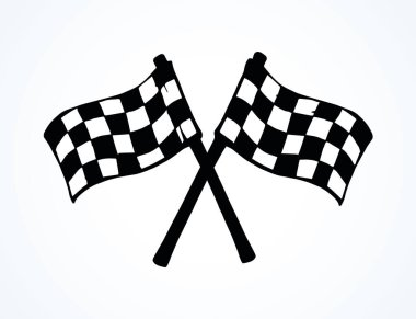 Eski düz dalga 2 nesne sportif trafik zafer sinyali. El çizimi mürekkep çizimi drag car logo pictogram amblem rozet fikri sanat retro doodle karikatür tarzı kalem kağıt üzerinde metin alanı için