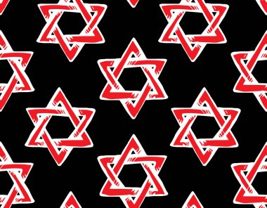 Eski Yahudi Musevi Hanuka Şekli mirası arka planı. Tanrı Torah Chanukah Yahudi Günü logosu amblemi. Kırmızı renkli el, eskimiş sanat karikatürü tarzında eskiz çizmiş koyu siyah düşkünü