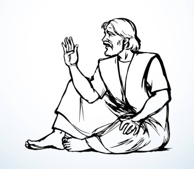 Vektör çizimi. Yerde oturan adam.