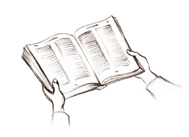 Çocuk çocuk incil inancı not verdiğine inanıyor konsept logo simgesi simge işareti simge resim kara kalem çizilmiş genç adam dua et kutsal günlük basım stili İslami islam ofis beyaz kağıt sayfa metin