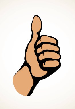 İnsan vücudu beyaz kâğıt üzerinde ilk sağ işaretleme fikrini onaylıyor. Freehand ana hatları siyah mürekkep tamam başarı medya logosu pictogram amblem rozet retro sanat doodle çizgi film vektör biçimi