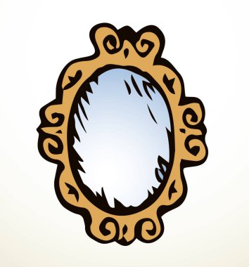 Yaşlanmış rustik canlandırma boş elips kartı. Siyah mürekkep boyalı kalem el çizimi boş rokoko deco sanatçısı karalama karalama karikatür desen tarzı. Kapanış görünümü beyaz duvar metin alanı arkaplanı