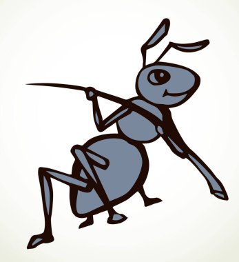 Büyük koyu arachnid köknar ağacı karınca yuvası ana hatlarıyla çizilmiş el çizimi gülümseme amblemi tasarımı. Doodle retro sanat çocuk çizgi roman tarzı detay görünümünü kaybeder küçük kağıt metin arkaplanı