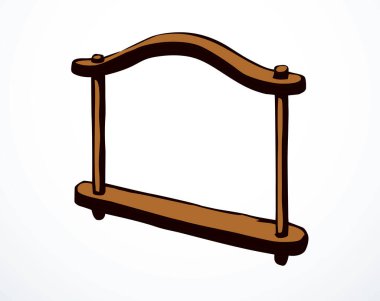 Paslı, ağır, kahverengi 2 atlı, hayvan başlı takım işçi yükü dizginli tasma tasması. Siyah çizgili el çizimi çift güçlü canavar tarlası çiftlik ahırı el arabası beyaz eski İncil çizgi film sanat logosu