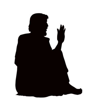 Vektör çizimi. Yerde oturan adam.